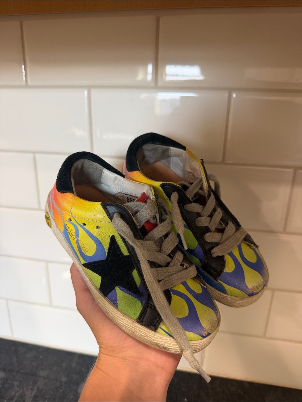 Golden Goose Kids Multi-Color Flame Sneakers with Black Star